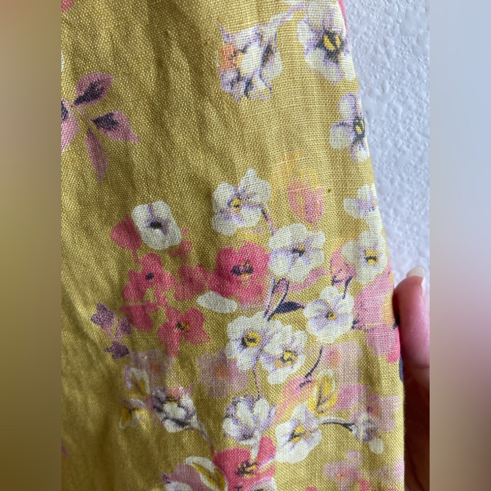 Bellambra Floral Dress in Mustard Yellow with Side Shoulder Tie - Picture 9 of 9